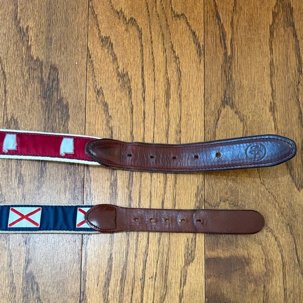 2 Stylish Alabama Belts with Colorful Patterns of state and state flag
